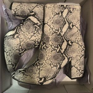 Snakeskin Pattern Ankle Boots